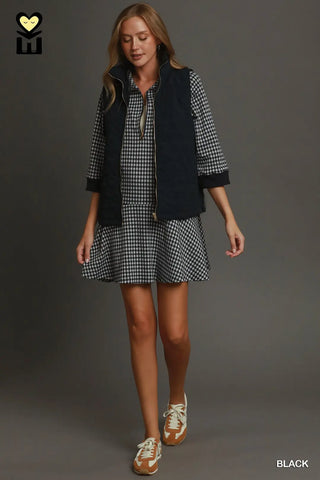 Black Quilted Zip Up Vest