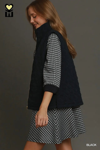 Black Quilted Zip Up Vest