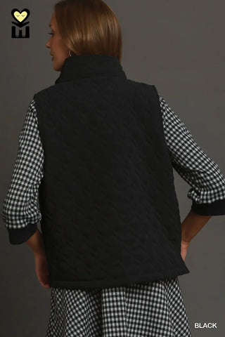 Black Quilted Zip Up Vest