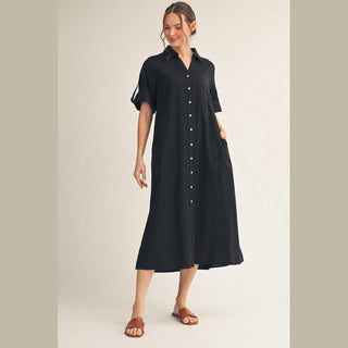 Jodifli Women's Dresses Black Woven Midi Dress