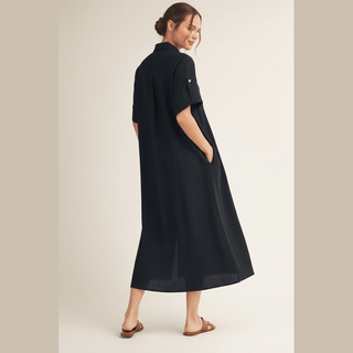 Black Woven Midi Dress