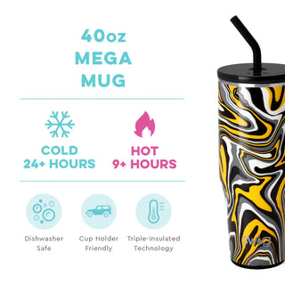 Swig Drinkware Black Yellow Fanzone Mega Mug 40oz