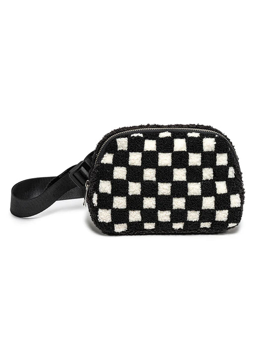 Black Checker Belt Bag