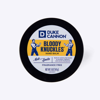 Duke Cannon Bloody Knuckles Hand Balm 5oz tin, fragrance free, made with lanolin