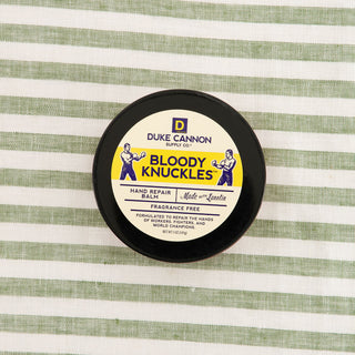 Duke Cannon Bloody Knuckles Hand Repair Balm in black tin, 5 oz, fragrance free