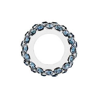 Brighton Blue Glitter Spacer with blue crystals set in silver circular ring