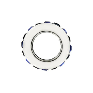 Brighton Blue Spectrum Bead charm with silver-plated finish, deep blue faceted gemstones and black accents