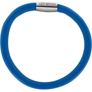 Brighton blue leather single bracelet with silver magnetic clasp and Brighton logo