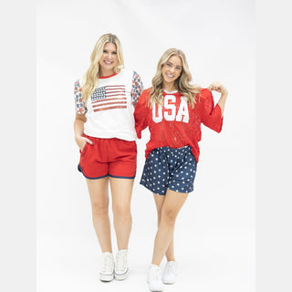 GRACE+EMMA by Southern Grace Women's Bottoms Blue and White Star Shorts