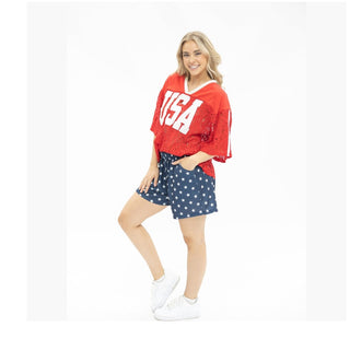 GRACE+EMMA by Southern Grace Women's Bottoms Blue and White Star Shorts