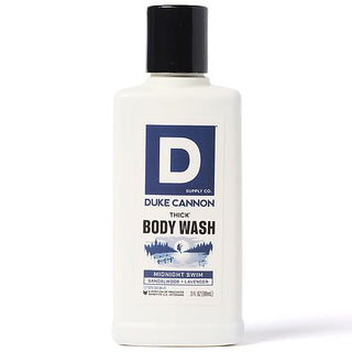 Duke Cannon Thick Body Wash in Midnight Swim scent, 3 fl oz trial size bottle