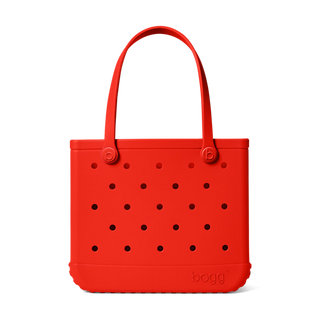 Bogg Bag Baby tote in red EVA rubber with ventilation holes and handles