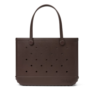 Bogg Bag Baby tote in chocolate brown EVA with ventilation holes and shoulder straps