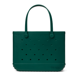 Bogg Bag Baby tote in hunter green EVA material with ventilation holes and handles