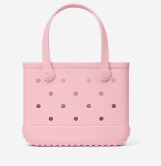 Bogg Bag Bitty small pink rubber tote bag with holes and top handles