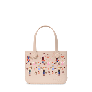 Bogg Bag Bitty tote in linen with Nutcracker Sugar Plum Fairy holiday print pattern