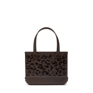Bogg Bag Bitty small tote in dark brown leopard print with matching handles