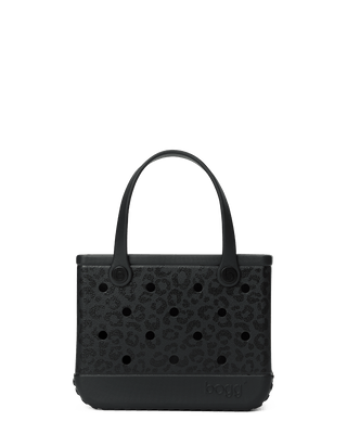 Bogg Bag Bitty small black leopard print tote bag with handles and ventilation holes