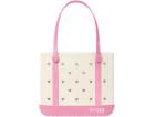Bogg Bag Bitty small tote in cream with pink heart pattern and pink trim
