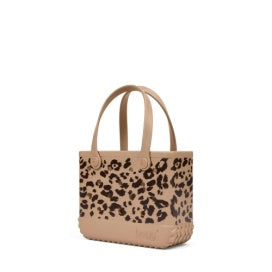 Bogg Bag Bitty small tote in tan with brown leopard print pattern