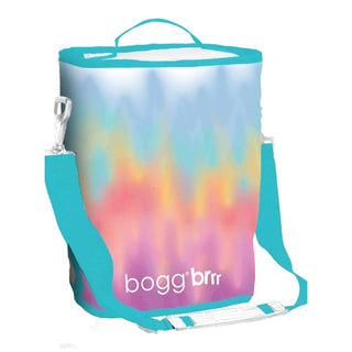 Tie-dye gradient Bogg Bag Cooler in turquoise yellow pink purple