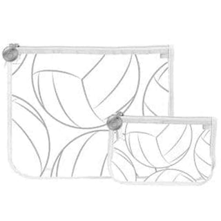 Gray volleyball line art Bogg insert bags minimalist design with white zippers