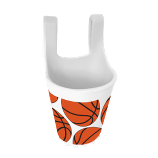 White Bogg Bevy cup holder with orange basketball pattern and realistic seam details