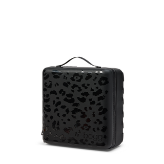 Bogg Bag Leopard Lunchboxx in Black Onyx with glossy leopard print pattern and top handle