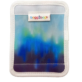 Bogg Bag strap wrap with indigo electric blue teal lime green aurora borealis gradient pattern