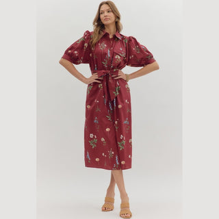 Entro Women’s Dresses Burgundy Floral Dress