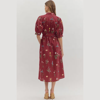 Entro Women’s Dresses Burgundy Floral Dress
