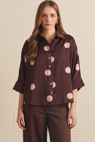 Burgundy Polka Dot Top