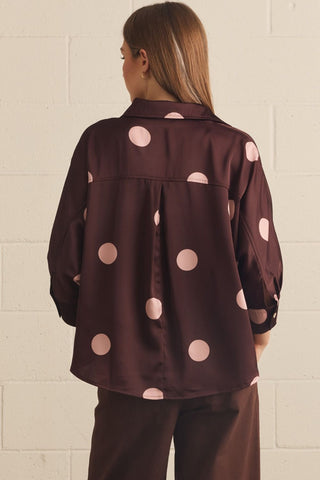 Burgundy Polka Dot Top