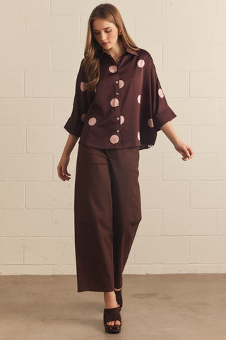 Burgundy Polka Dot Top