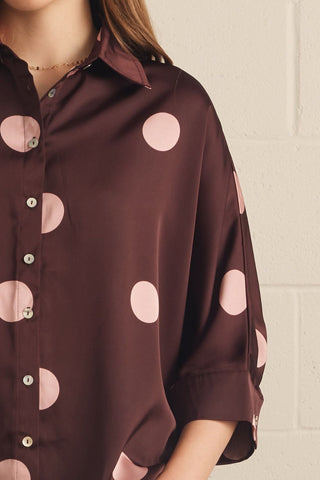 Burgundy Polka Dot Top