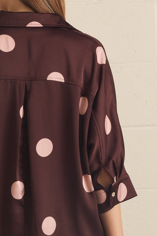 Burgundy Polka Dot Top