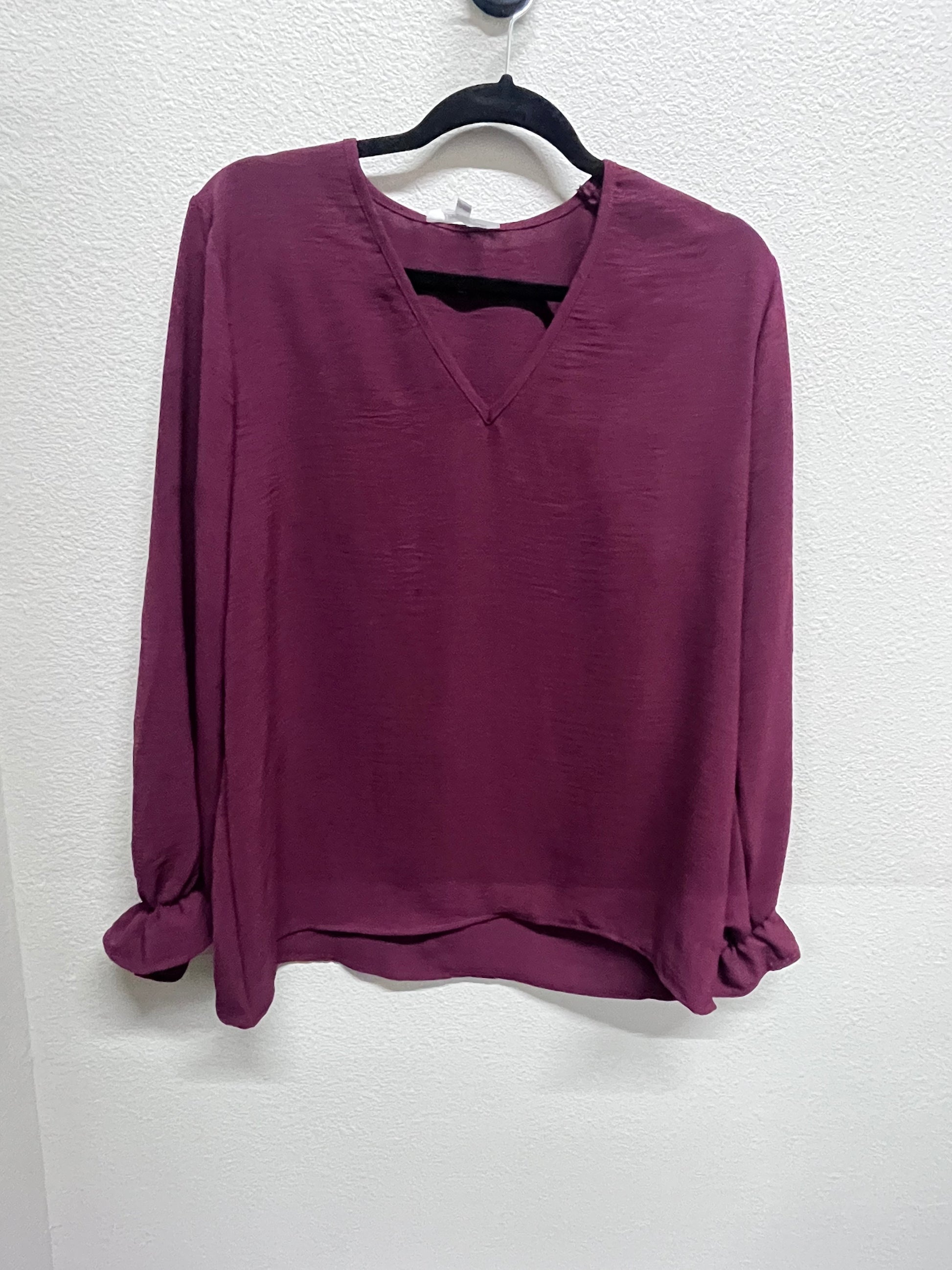 Burgundy Ruffle Sleeve Top