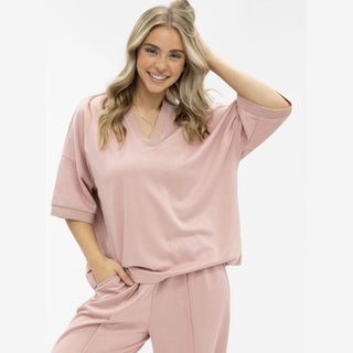 GRACE+EMMA by Southern Grace Women's Tops Small / Pink Butter Soft V-Neck Top