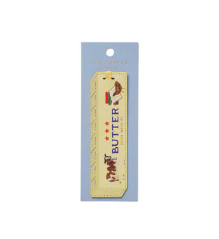 Bookmark with a butter stick on it, "butter stick with it"