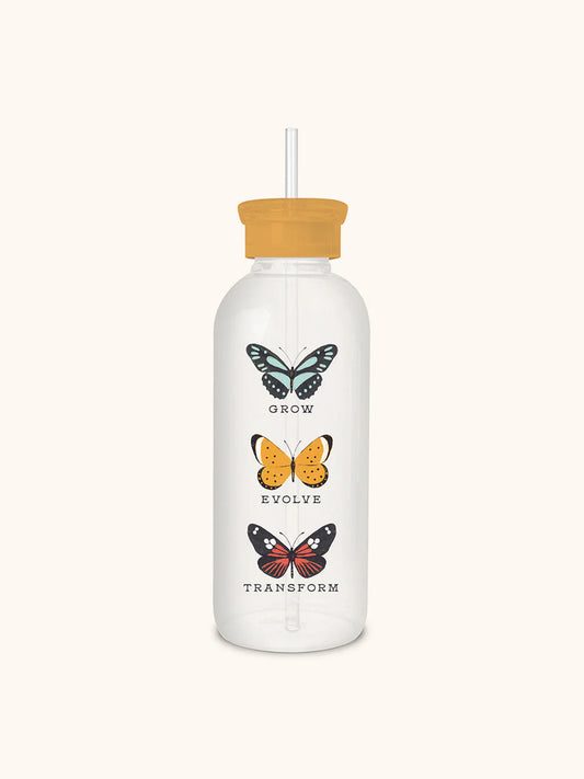 Butterfly Glass Water Bottle