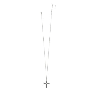 Silver-plated Byzantium cross necklace with clear crystals and adjustable lobster claw chain
