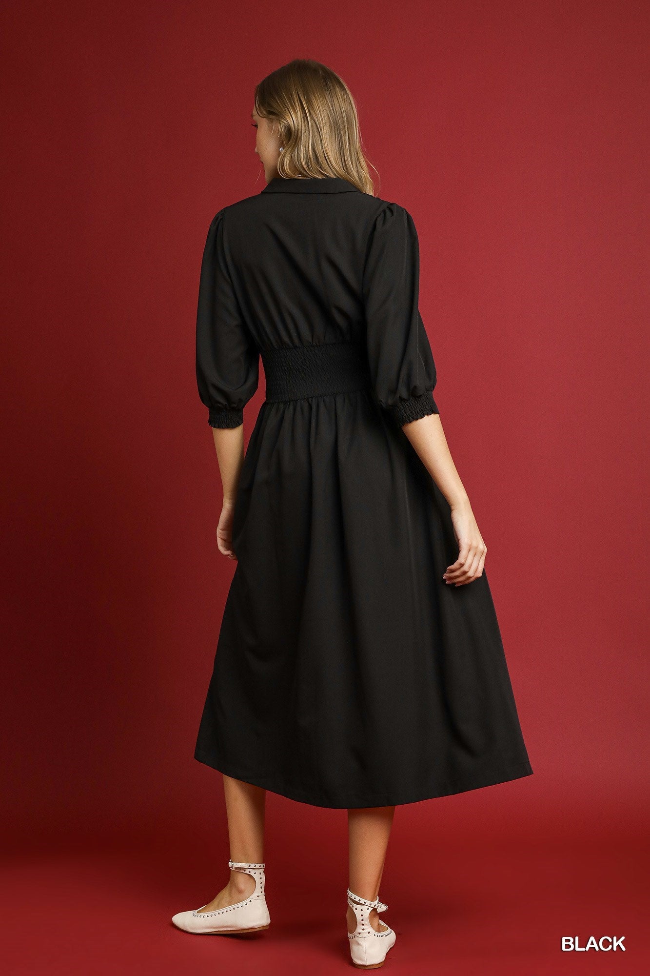 Smocked Waist Zip Dress