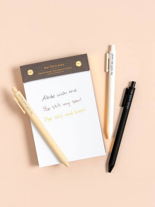 CNC Encouragement Pen Set with notepad displaying inspirational phrases in three colors