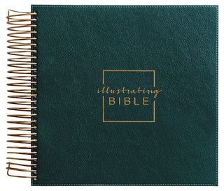CSB Illustrating Bible spiral-bound green leathersoft cover with gold foil text