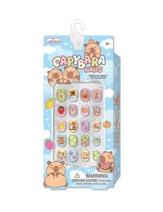 Hot Focus Capybara Press-On Nails set in colorful packaging with cute capybara designs