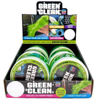 Car Vibez Green Clean putty slime tubs in retail display box, 6 units