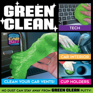 Green cleaning putty slime for car vents, cup holders, tech, and interior surfaces
