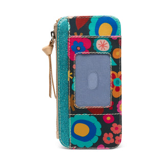 Colorful floral-patterned wallet with a card slot