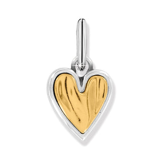 Two-tone silver and gold layered heart charm with brushed matte interior
