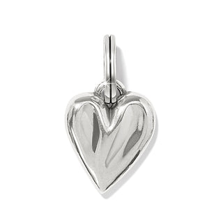 Silver Cascade Heart Charm with polished finish and textured grooves for bracelets
